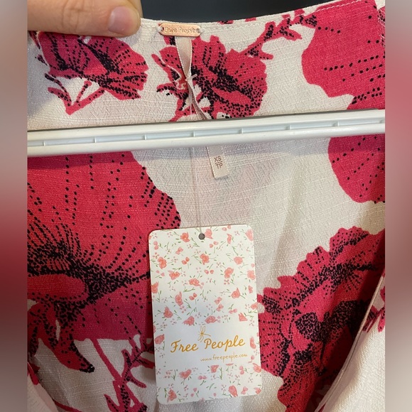 Free People Pink and White Floral Wrap Dress - Picture 3 of 7